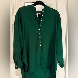 Vintage green silk tunic with funky cuff links